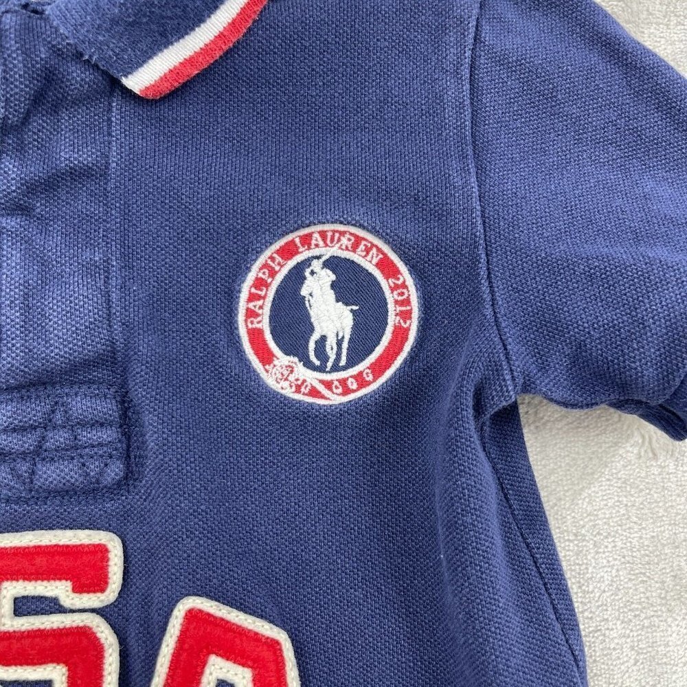Polo Ralph Lauren 2012 USA Olympic Team Embroidered Polo Shirt Navy Boy's 24M - Picture 3 of 10